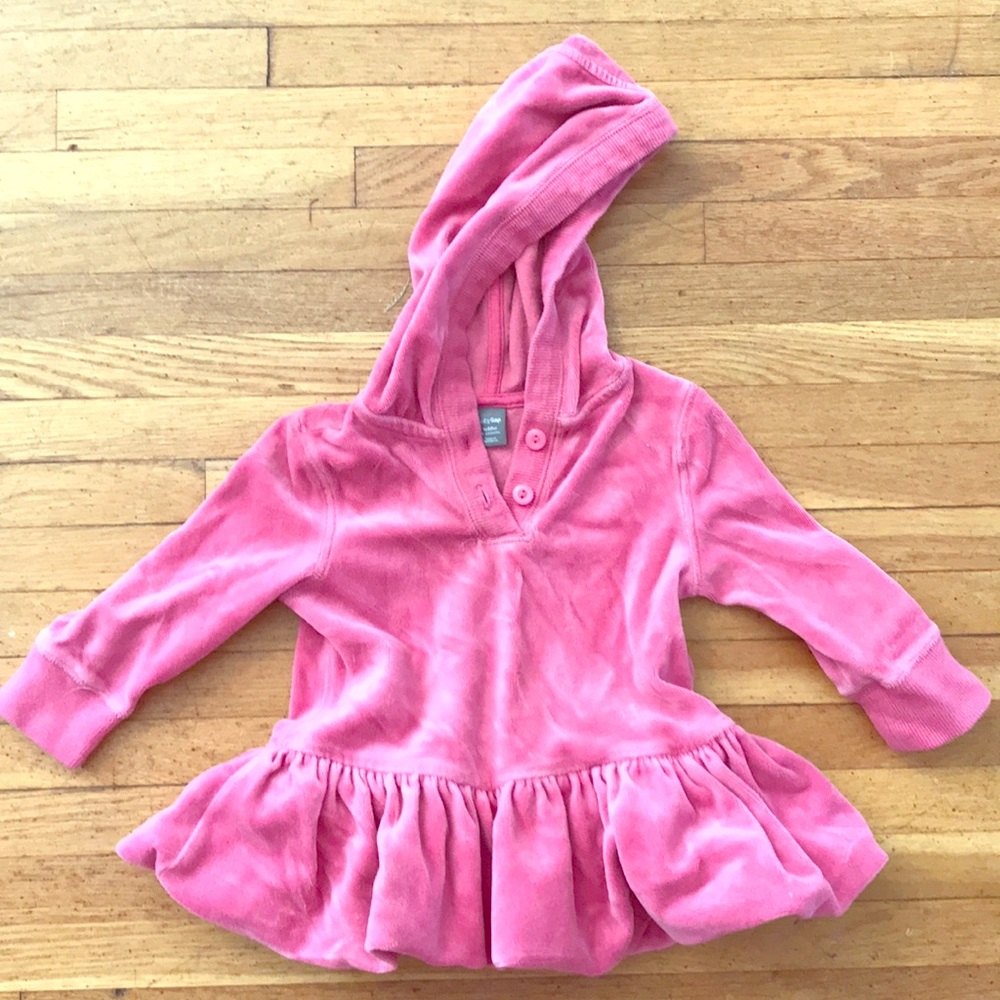 Soft velvety hooded top